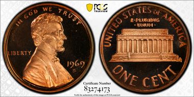 1969-S 1C PR68DCAM