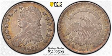 1827 50C Square Base 2 AU55