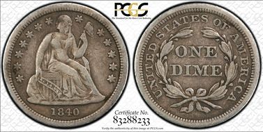 1840 10C Drapery VF35