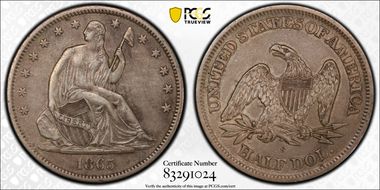 1865-S 50C WB-8 Small Thin S AU50