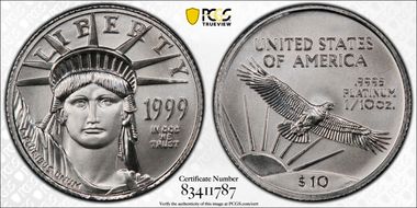 1999 $10 Statue of Liberty MS70