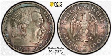 1935-A 5 Mk Hindenburg J-360 MS65+