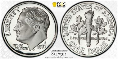 1997-S 10C Silver PR70DCAM