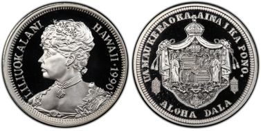 1990 Ounce X-MB54 Silver Liliuokalani - Hawaii Motto PR69DCAM