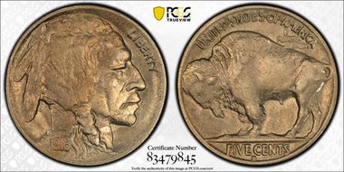 1916-D 5C 3 1/2 Leg, FS-901 AU55