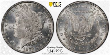 1878 7/8TF $1 VAM 41C, Clashed Obverse Weak 7/4 MS63