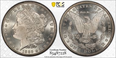 1885-CC $1 VAM 4 Doubled Dash MS64