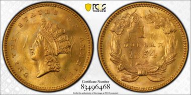 1854 G$1 Type 2 MS66+