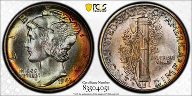 1943-D 10C MS68+ FB