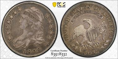 1809 50C Overton 102 XXX Edge VF35