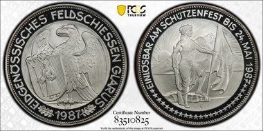 1987 A 50 Fr Glarus Haberling-31a PR69DCAM