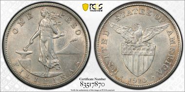 1910-S Peso KM-172  Ag AU53