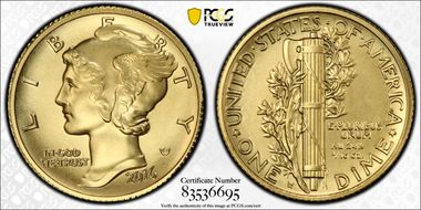 2016-W 10C 100th Anniversary Gold SP70