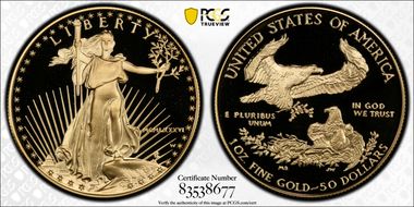 1986-W $50 Gold Eagle PR70DCAM