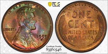 1955-D 1C MS65RB