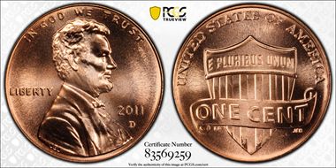 2011-D 1C Shield MS68RD