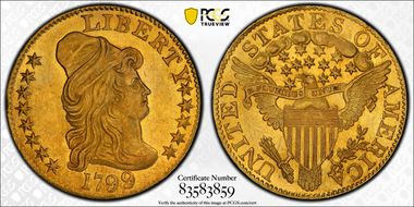 1799 $5 Large Stars Reverse MS62+