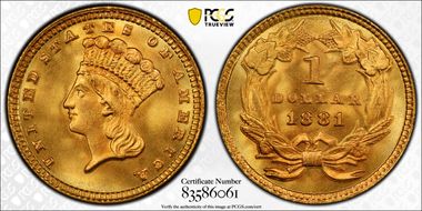 1881 G$1 MS67+