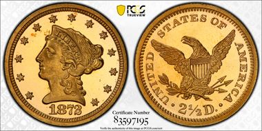 1872 $2.50 PR65DCAM