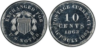 1863 10C J-328 PR64+ CAM