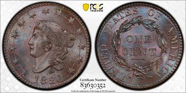 1820 1C Large Date MS65BN