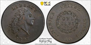 1793 1C Chain, America AU53BN