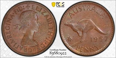 1957 Y. (p) 1D Wide date MS63BN