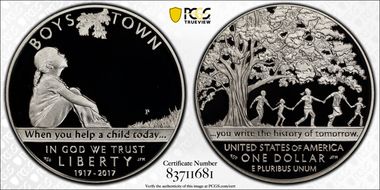 2017-P $1 Boys Town First Strike PR70DCAM