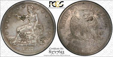1877-S T$1 FS-301, Chopmarked XF40