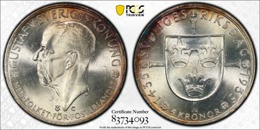 1935-G 5 Kr Riksdag MS65