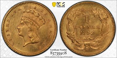 1858-S G$1 MS63