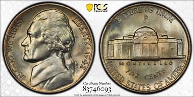 1942-P 5C Silver MS67+