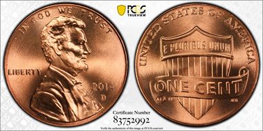 2014-D 1C Shield MS68RD