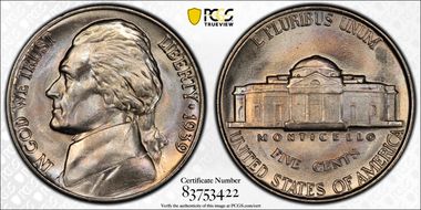 1939 5C Doubled Monticello MS66+ FS