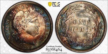 1916 10C Barber MS67+
