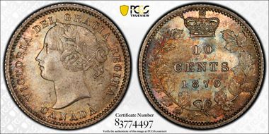 1870 10C Wide 0, 1/1, 8/8 MS65+