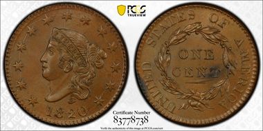 1820 1C N-13, Large Date MS65BN