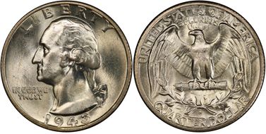 1943-S 25C Doubled Die Obverse MS66