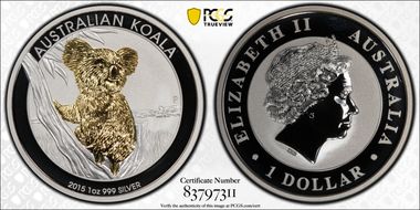 2015-P $1 Koala Gilt SP69