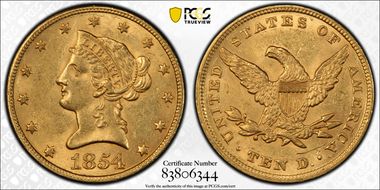 1854 $10 MS61