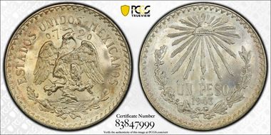 1943-M Peso KM-455  Ag MS66