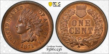 1871 1C MS65+ RB