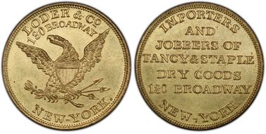 (1860) Token Miller NY-475 Brass Loder & Co. MS65