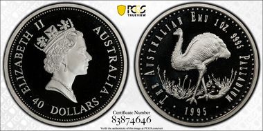 1995 $40 Emu Palladium PR69DCAM