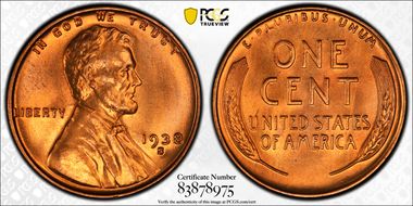 1938-S 1C MS66+ RD