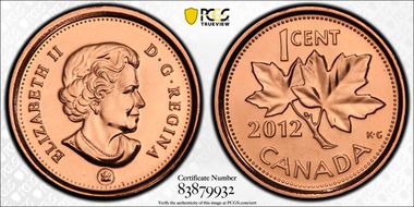 2012 1C Copper Plated Steel MS67RD