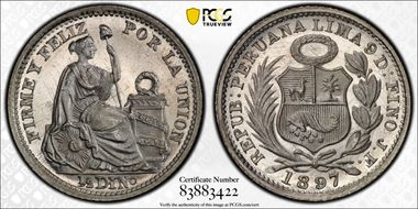 1897-JF 1/2 Din KM-206.2 MS68