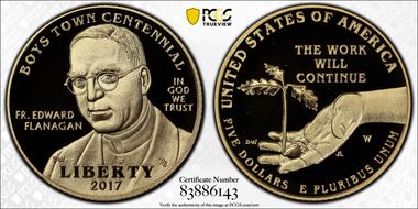 2017-W $5 Boys Town First Strike PR70DCAM