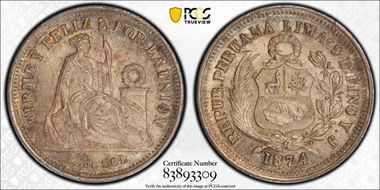 1874-YJ 1/5 Sol MS64