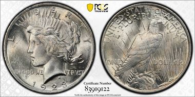 1923 $1 VAM 1E, Broken Wing MS63